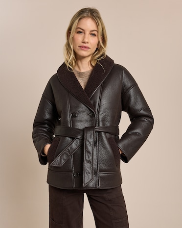 Produktabbildung für Shearling Jacke mit Gürtel