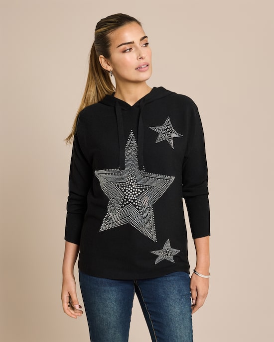 Produktabbildung für Kapuzenpullover mit Sternapplikation