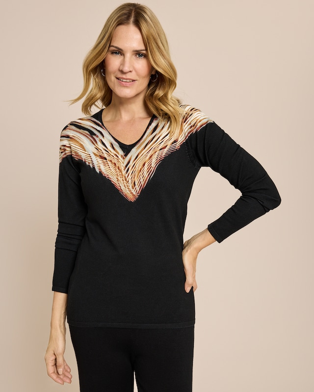Classic Pullover mit Grafikdeko