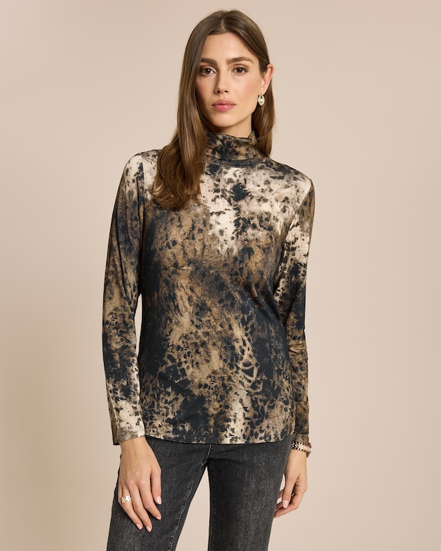 Shirt mit Rollkragen und Alloverdruck
