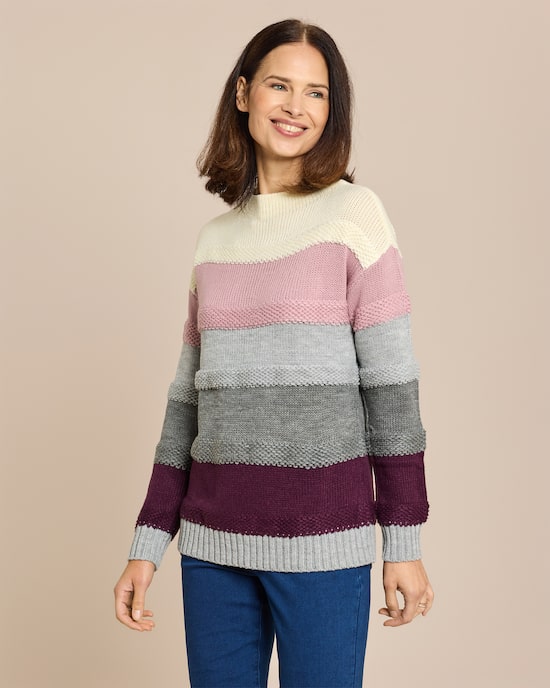 Produktabbildung für Pullover mit Struktur-Streifen