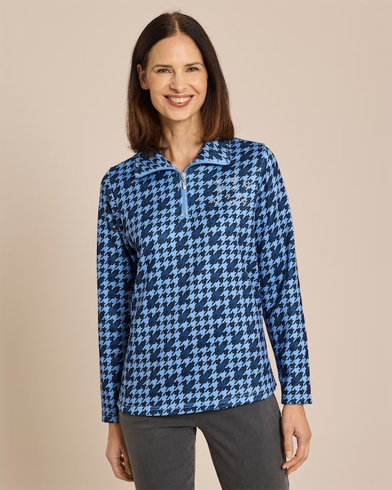 Produktabbildung für Strickfleece Pullover mit Hahnentritt