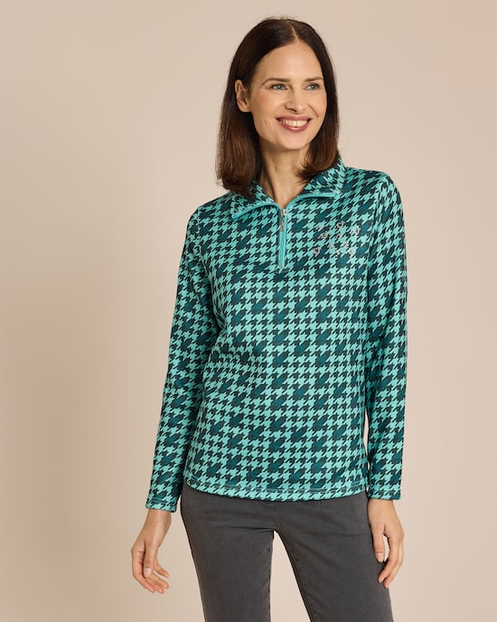 Produktabbildung für Strickfleece Pullover mit Hahnentritt