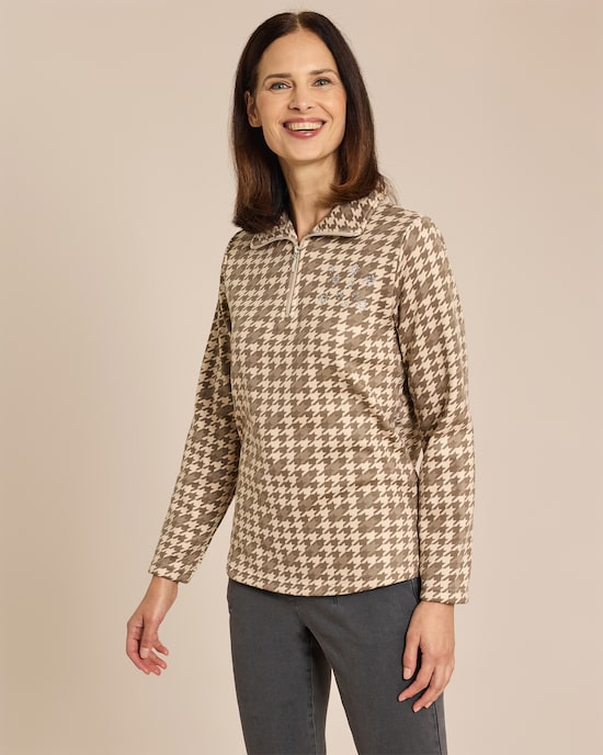 Produktabbildung für Strickfleece Pullover mit Hahnentritt