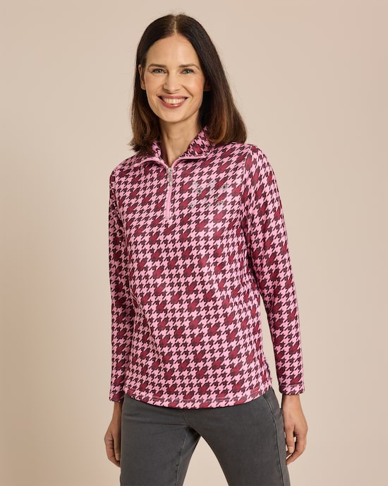 Produktabbildung für Strickfleece Pullover mit Hahnentritt