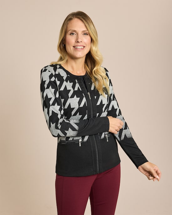 Produktabbildung für Jersey Cardigan Hahnentritt-Design