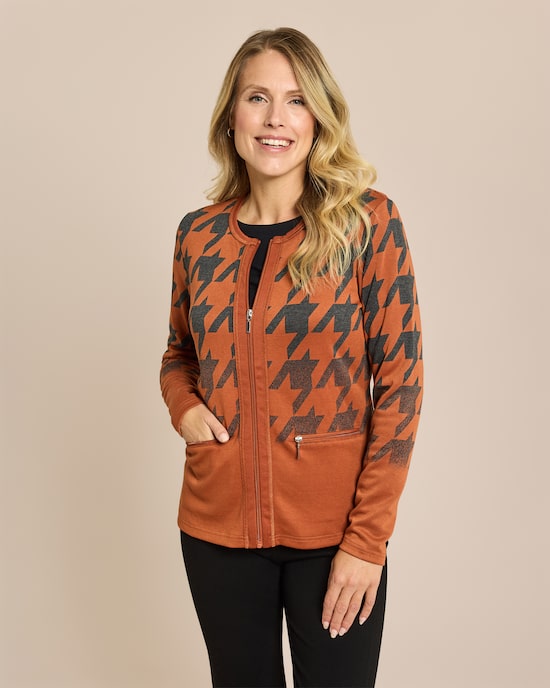 Produktabbildung für Jersey Cardigan Hahnentritt-Design