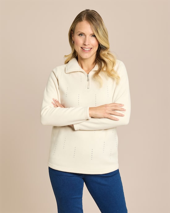 Produktabbildung für Fleece Troyer mit Reißverschluss & Strassmotiv