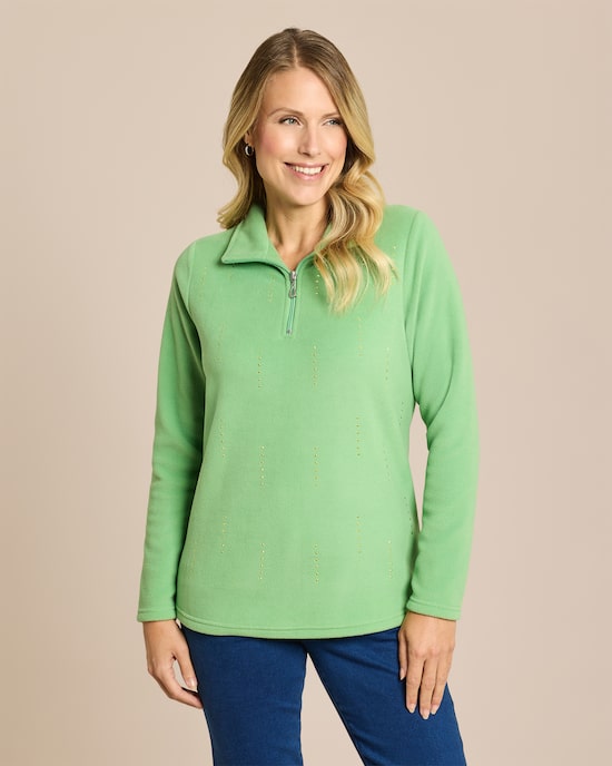 Produktabbildung für Fleece Troyer mit Reißverschluss & Strassmotiv