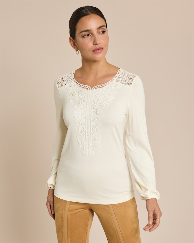 Tunikashirt mit Spitzenverzierung