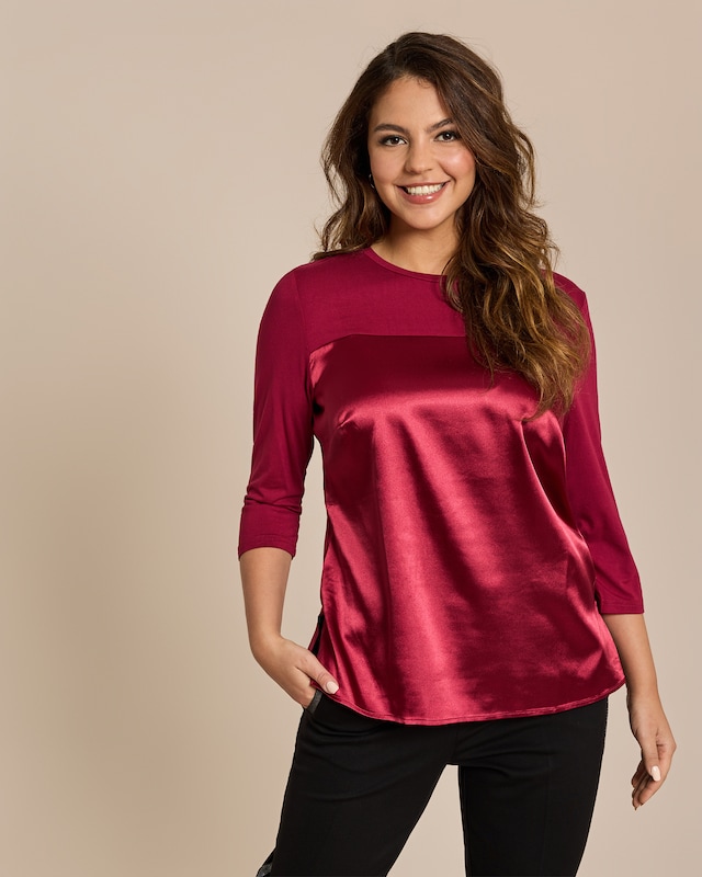 Shirt mit Satin Besatz