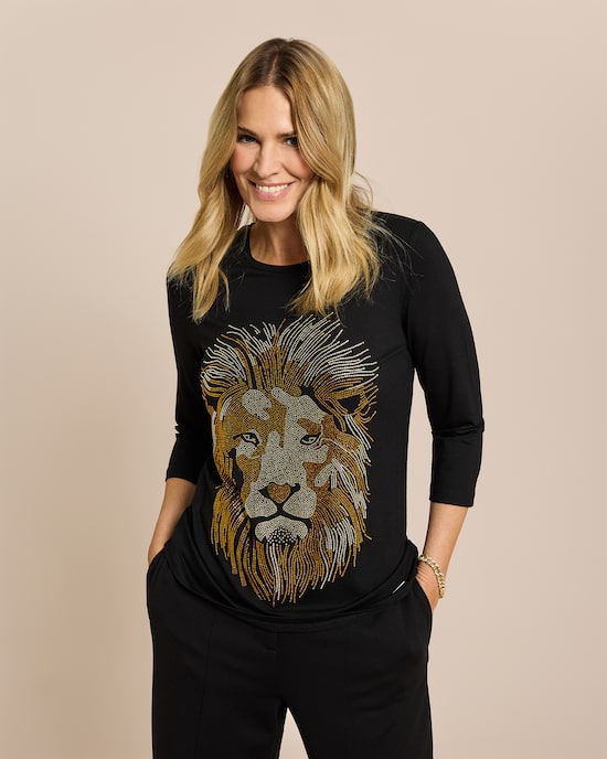 Produktabbildung für Shirt mit Strass-Löwenkopf