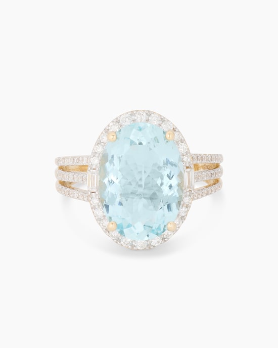 Produktabbildung für Ring mit Aquamarin & Brillanten/ Diamanten