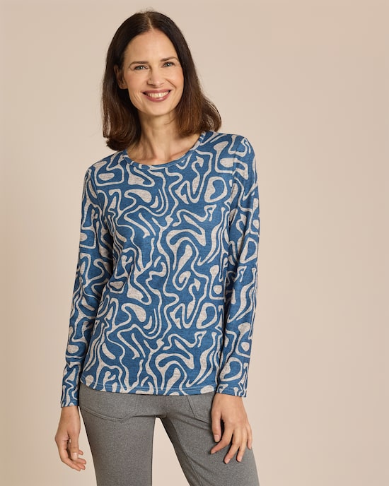 Produktabbildung für Feinstrick Shirt bedruckt mit Mélange