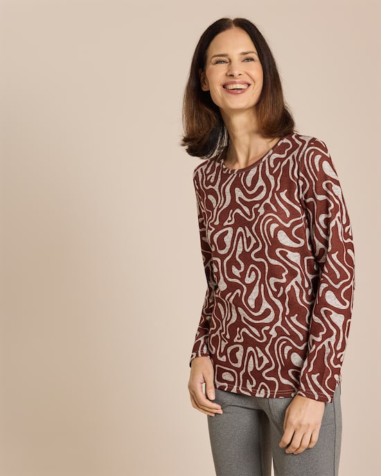 Produktabbildung für Feinstrick Shirt bedruckt mit Mélange