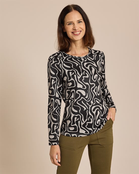 Produktabbildung für Feinstrick Shirt bedruckt mit Mélange