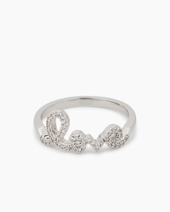Produktabbildung für Ring mit Love-Schriftzug und Zirkonia