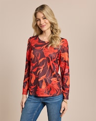 Produktabbildung für Feinstrick Shirt großer Blumen-Druck