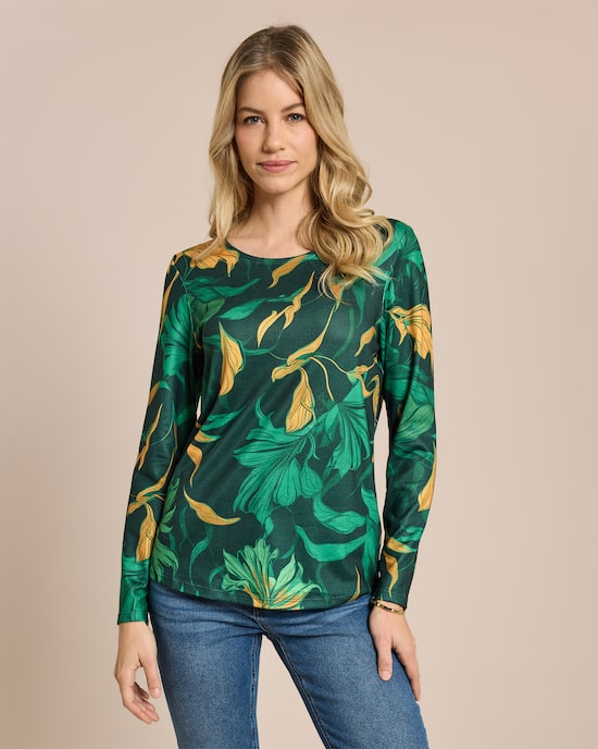 Produktabbildung für Feinstrick Shirt großer Blumen-Druck