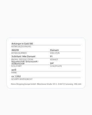 Produktabbildung 5 für Brillantanhänger mit Diamanten, ca. 1,50 ct