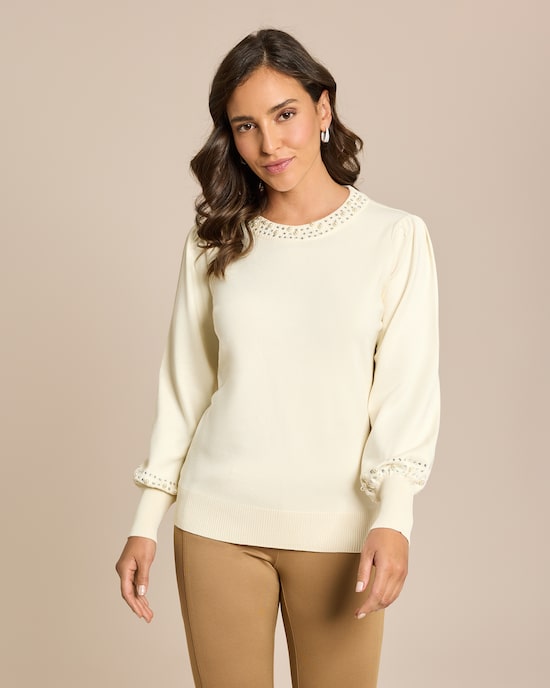 Produktabbildung für Pullover mit Perlen Deko