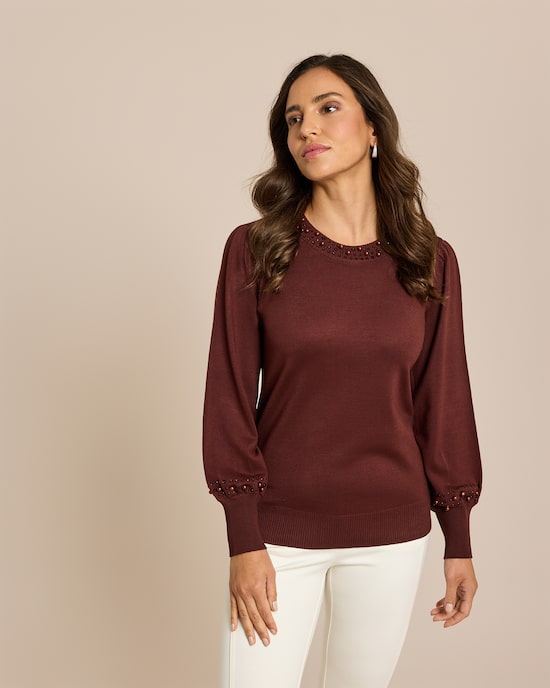 Produktabbildung für Pullover mit Perlen Deko