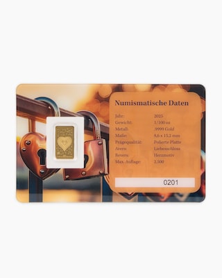 Produktabbildung 2 für 1/100 Goldbarren Liebesschloss 2025