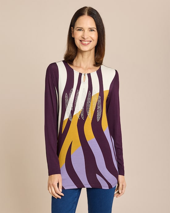 Produktabbildung für Midi-Shirt mit Key-Hole, Zebra-Druck