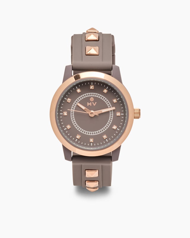 Damenuhr mit Kristallen und Silikonarmband