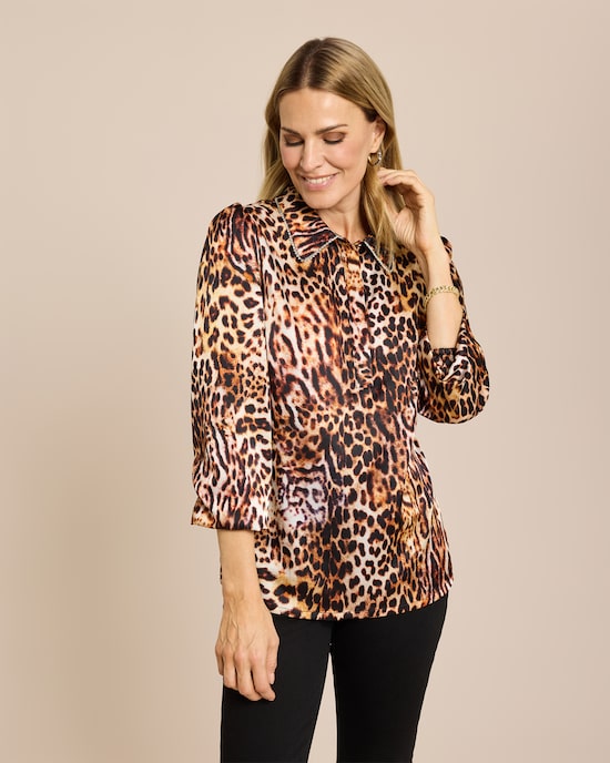 Produktabbildung für Seidenbluse mit Leoprint