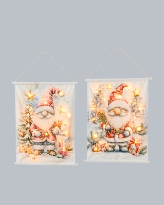 Produktabbildung 2 für 2 LED Stoff-Wandbilder "Wichtel"