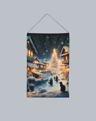 Produktabbildung 2 für LED-Stoff-Wandbild "Winterdorf"