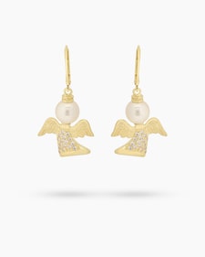 Produktabbildung für Ohrhänger "Engel" mit MK-Perlen 8mm & Zirkonia
