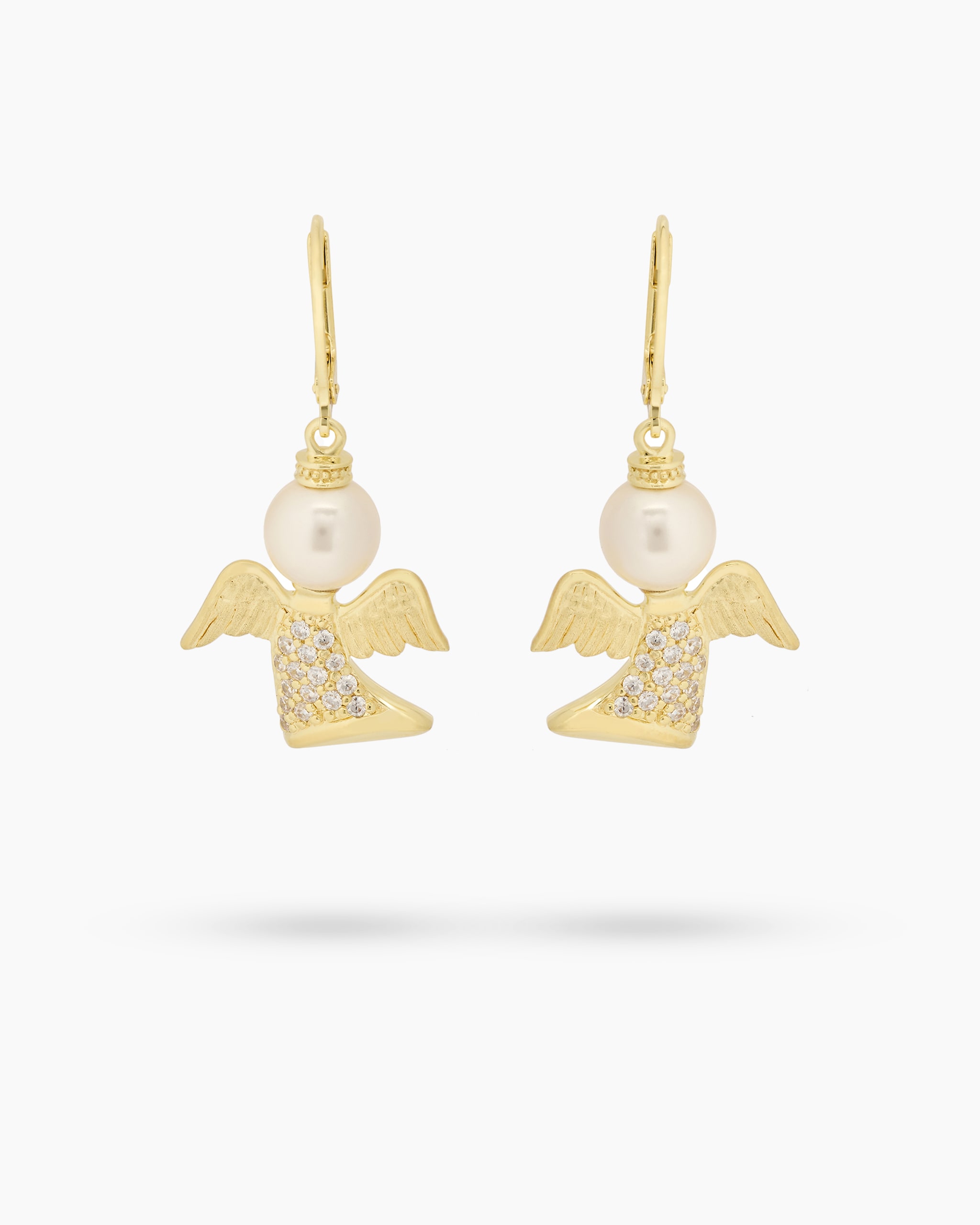 Produktabbildung für Ohrhänger "Engel" mit MK-Perlen 8mm & Zirkonia