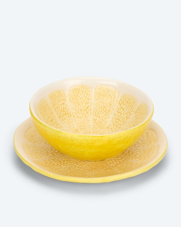 Produktabbildung für Schüssel & Teller "Zitrone", 2er-Set