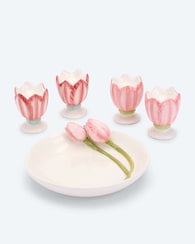 Produktabbildung für 4 Eierbecher & 1 Teller "Tulpe"