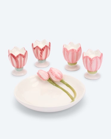 Produktabbildung für 4 Eierbecher & 1 Teller "Tulpe"