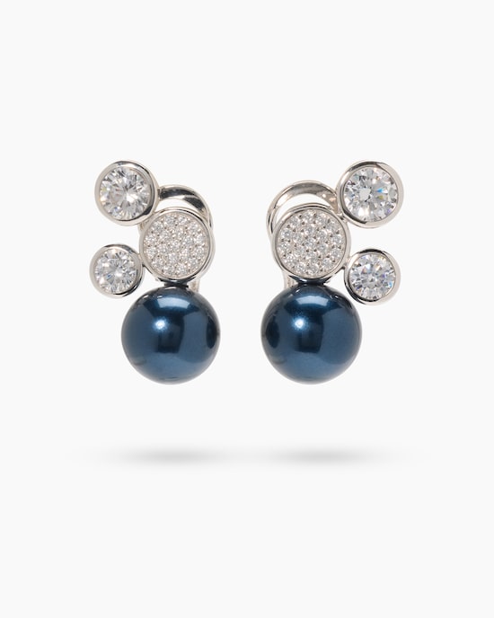 Produktabbildung für Ohrclipstecker mit Muschelkernperlen und Zirkonia