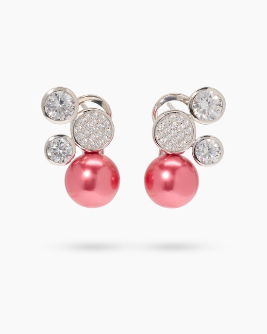 Produktabbildung für Ohrclipstecker mit Muschelkernperlen und Zirkonia