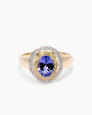 Produktabbildung 1 für Ring mit Tansanit AAAAA Blaues Gold von Afrika & Brillanten