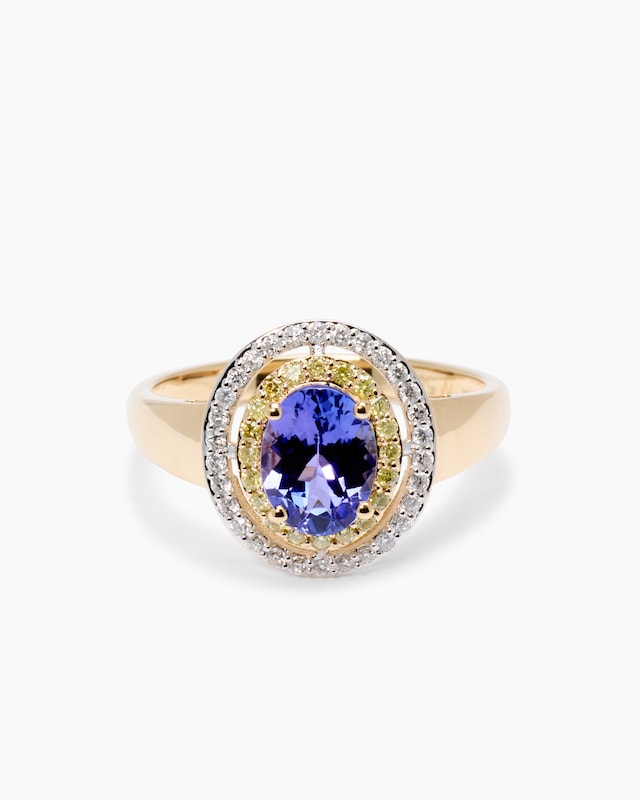 Ring mit Tansanit AAAAA Blaues Gold von Afrika & Brillanten