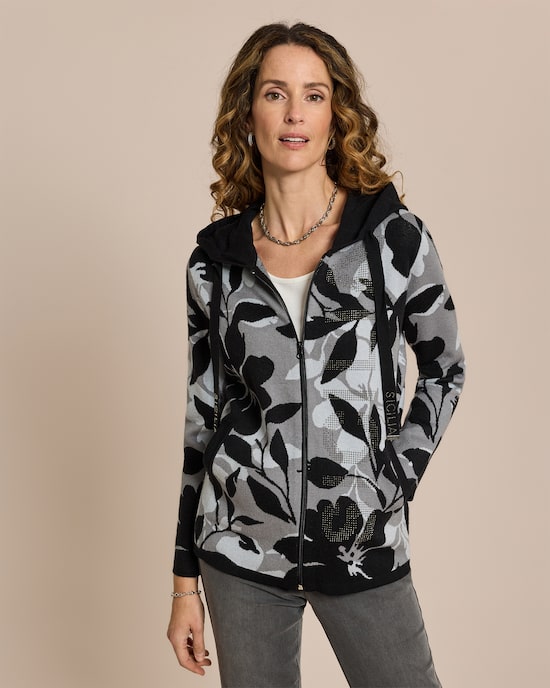 Produktabbildung für Cardigan mit Reißverschluss und Kapuze
