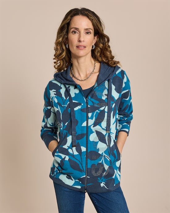 Produktabbildung für Cardigan mit Reißverschluss und Kapuze