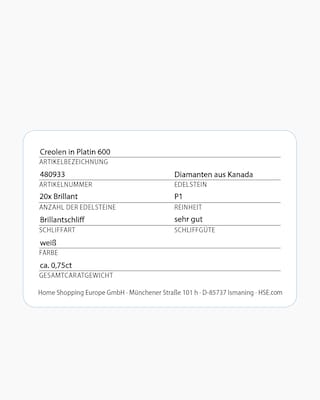 Produktabbildung 4 für Brillant-Creolen 0,75 ct