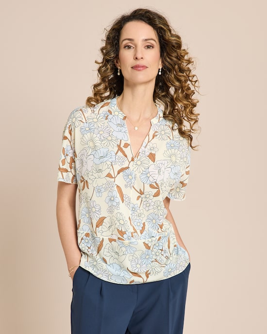 Produktabbildung für Kurzarm Bluse mit Ziernähten