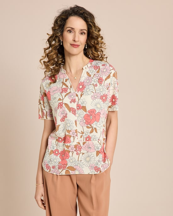 Produktabbildung für Kurzarm Bluse mit Ziernähten