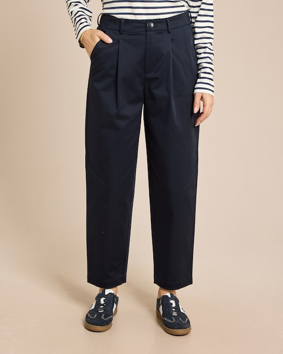 Produktabbildung für Barrel Fit Baumwollhose mit Bundfalte