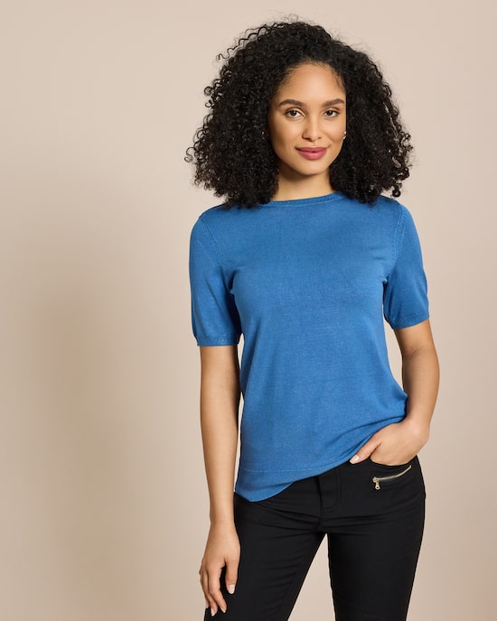 Produktabbildung für Halbarm-Pullover mit Ajour-Rippe