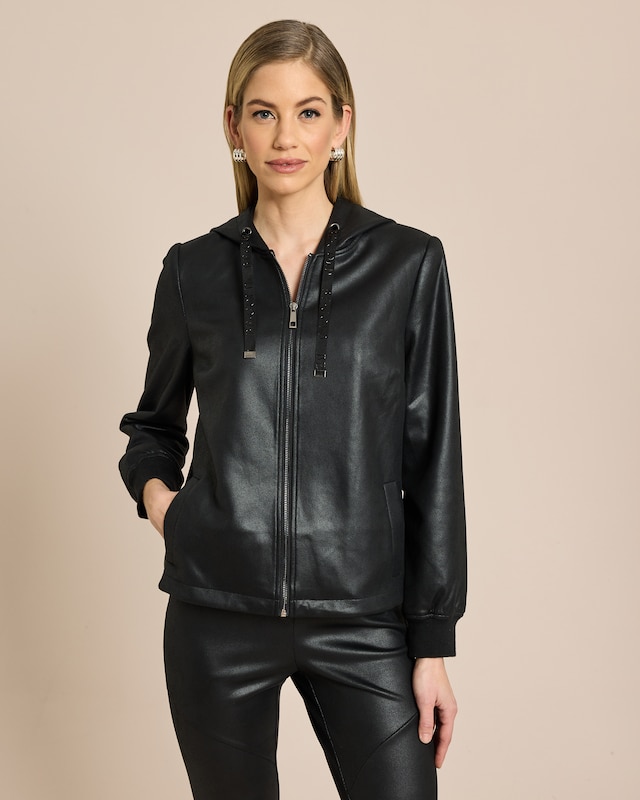 Jacke in Velourslederoptik mit Prägung