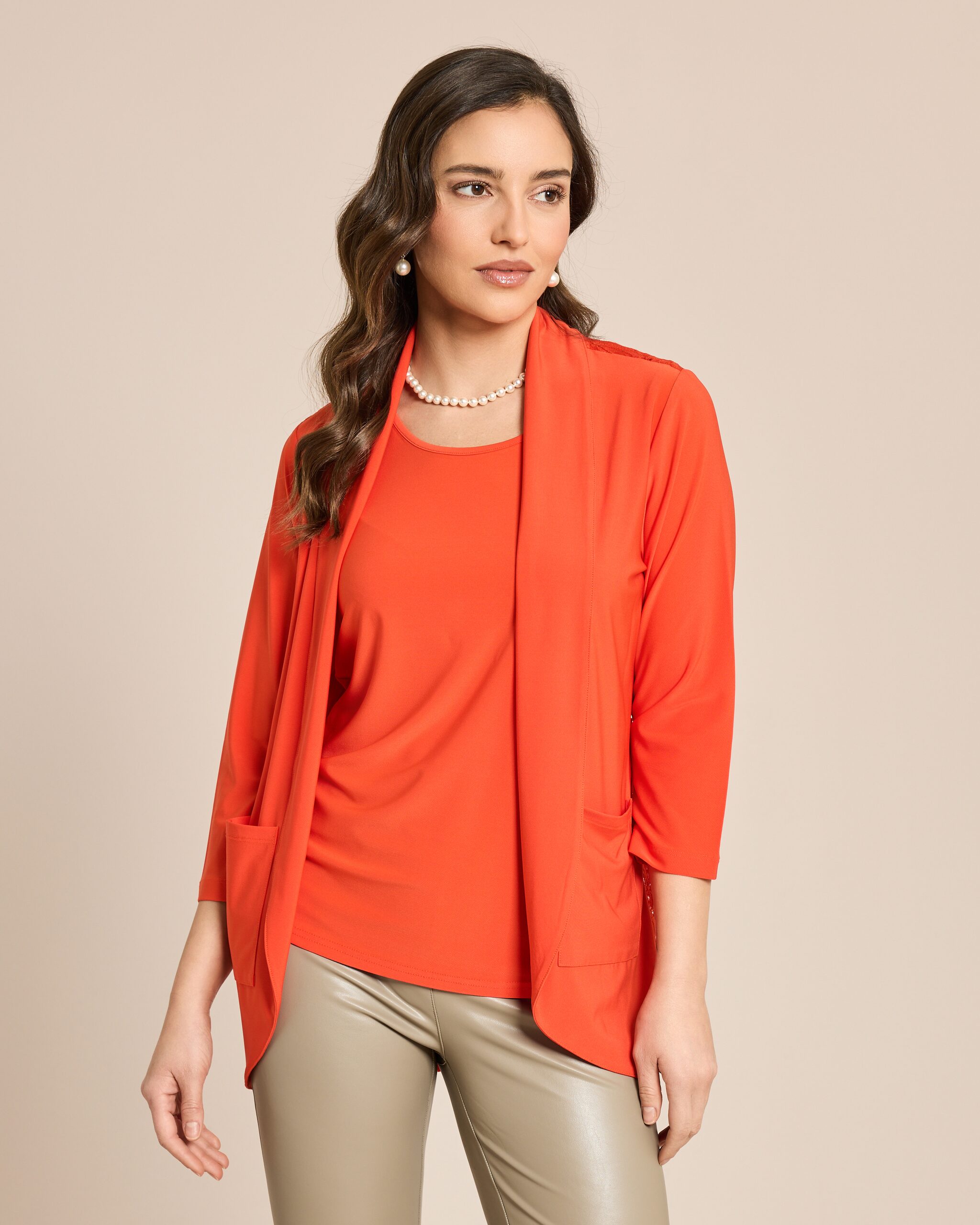 Produktabbildung für Cardigan mit Spitzenbesatz